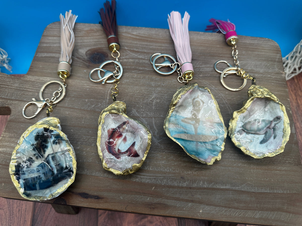 Decoupaged Oyster Keychain