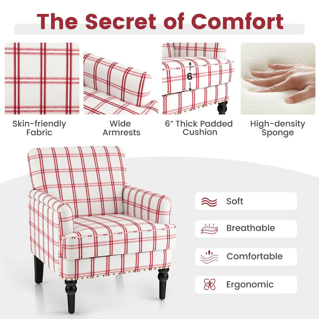Modern Upholstered Padded Accent Chair with Rubber Wood Legs