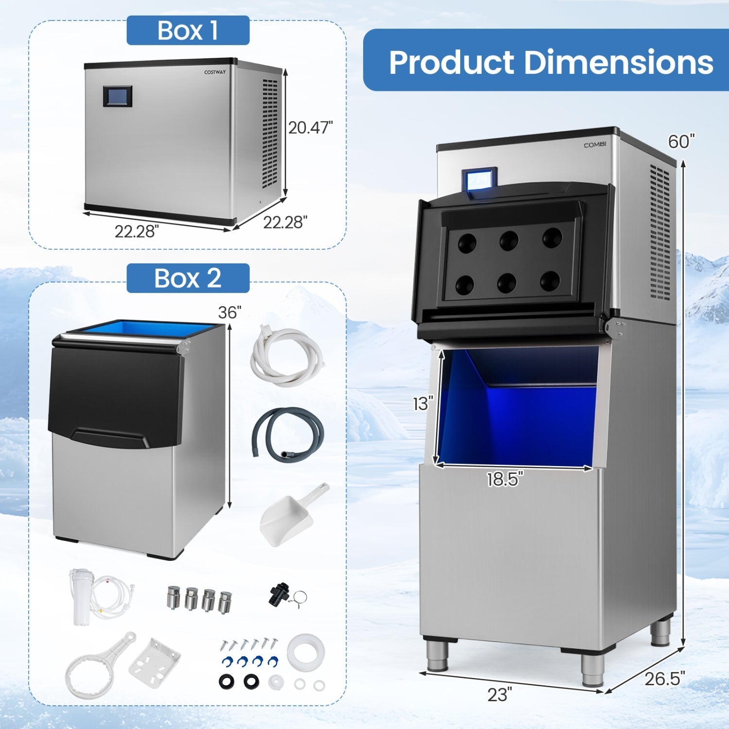Freestanding Commercial Ice Maker 450 lbs/24H