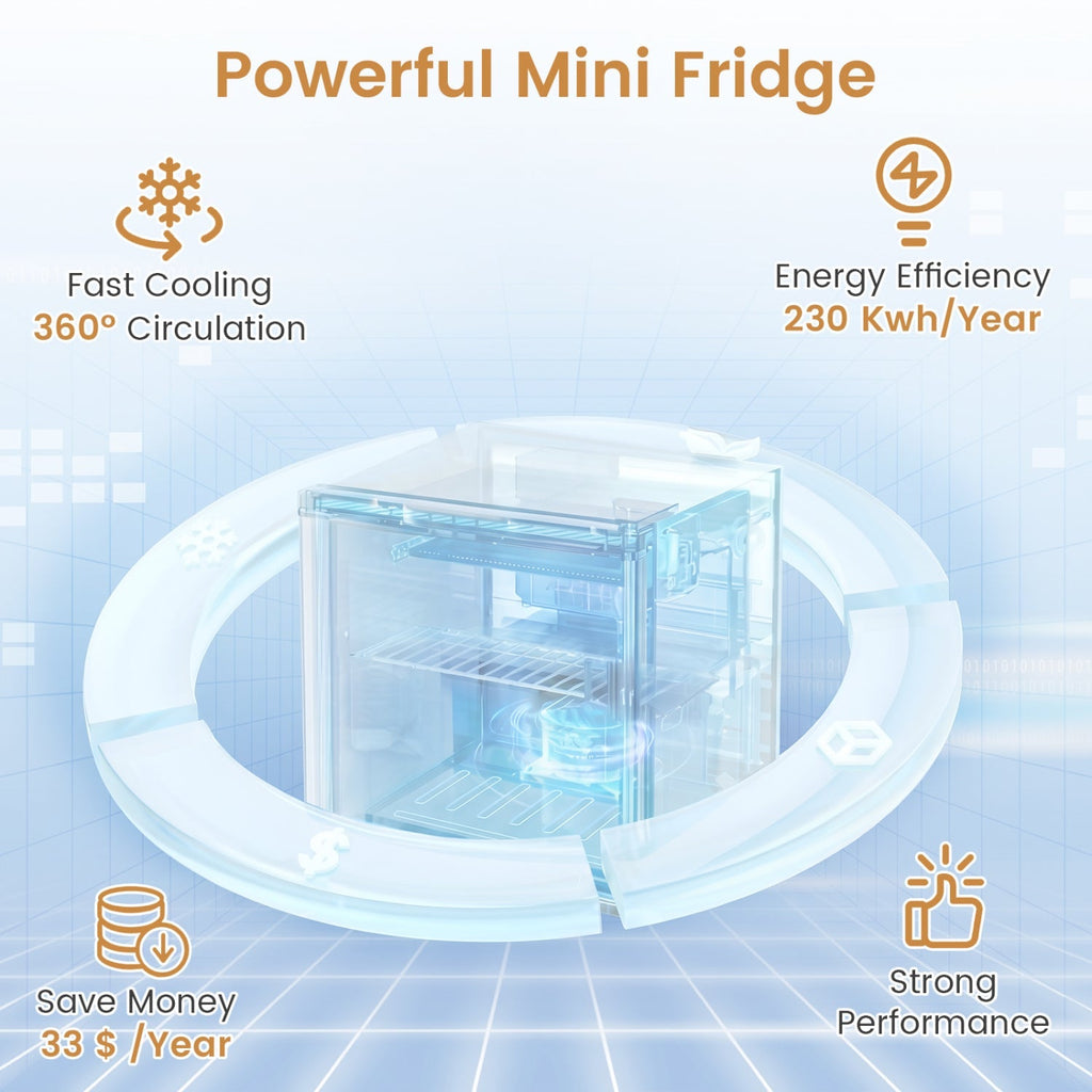 Compact Mini Fridge with 7-Level Thermostat - 1.7 Cu Ft