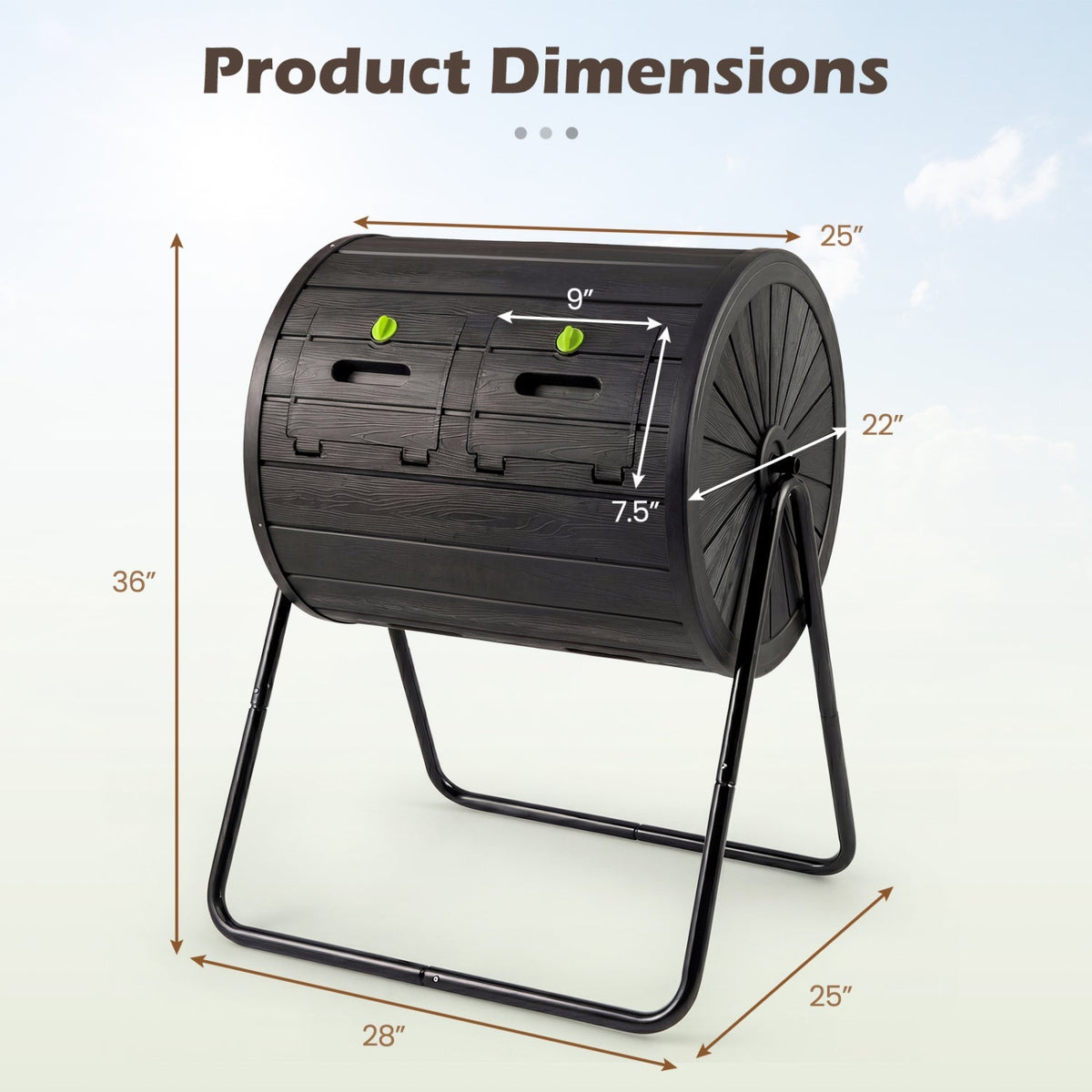 Compost Tumbler 37.5 Gallon Large Outdoor Compost Bin