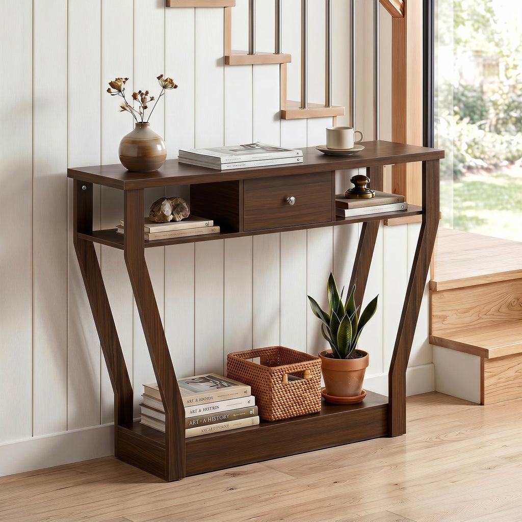Console Table with Storage Drawer and Shelf, 47-Inch