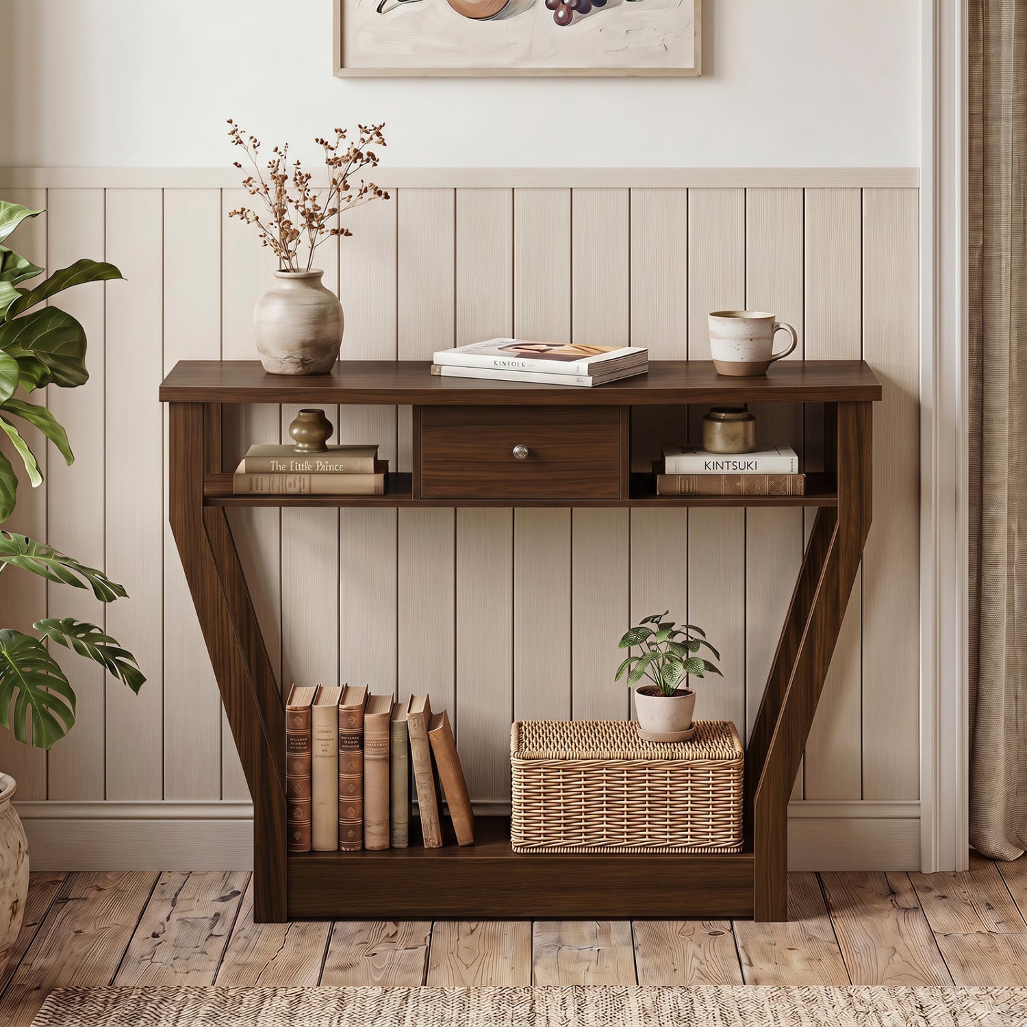 Console Table with Storage Drawer and Shelf, 47-Inch