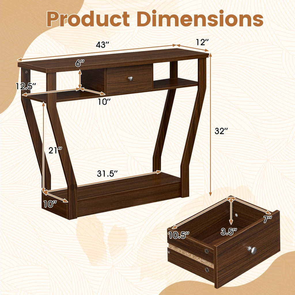 Console Table with Storage Drawer and Shelf, 47-Inch