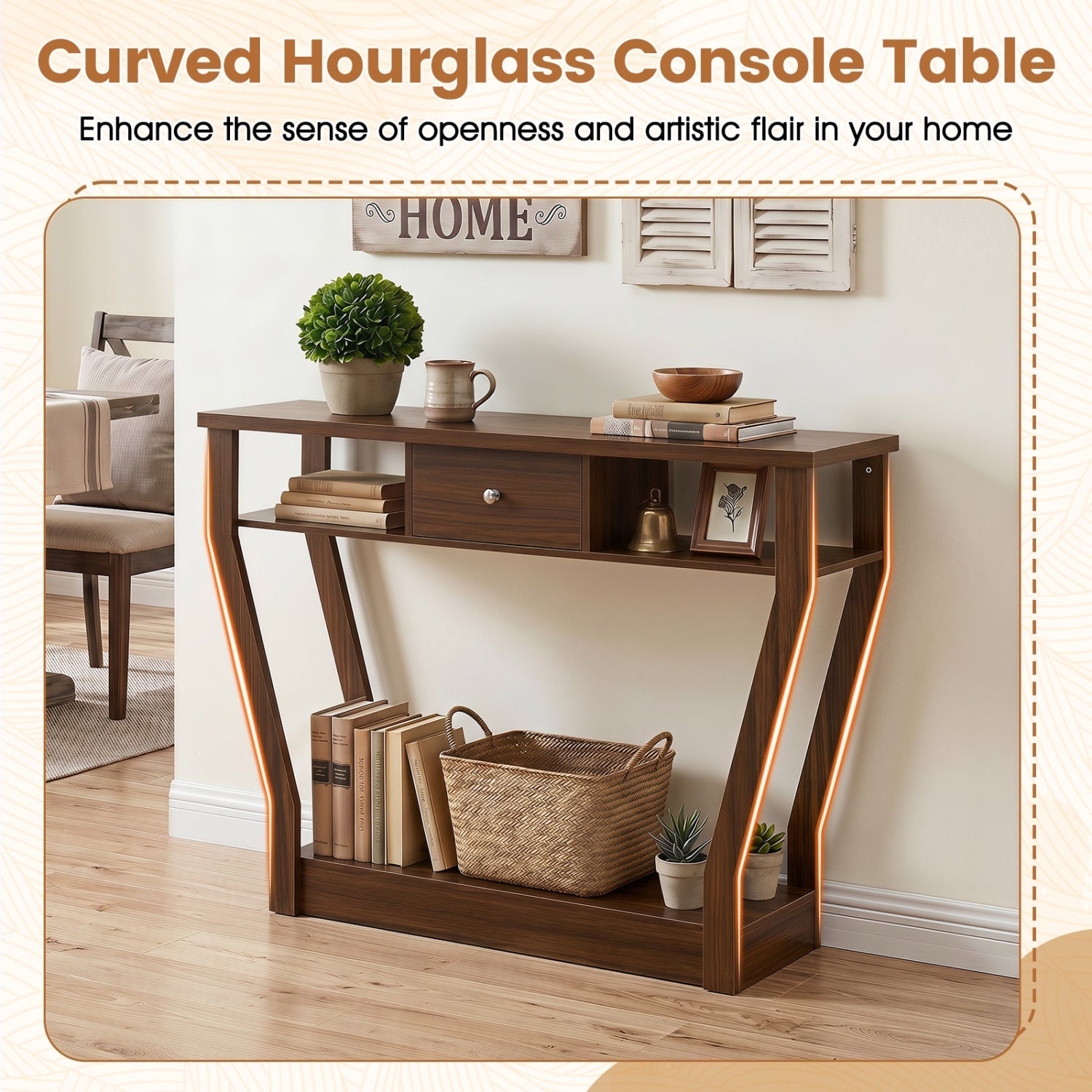 Console Table with Storage Drawer and Shelf, 47-Inch