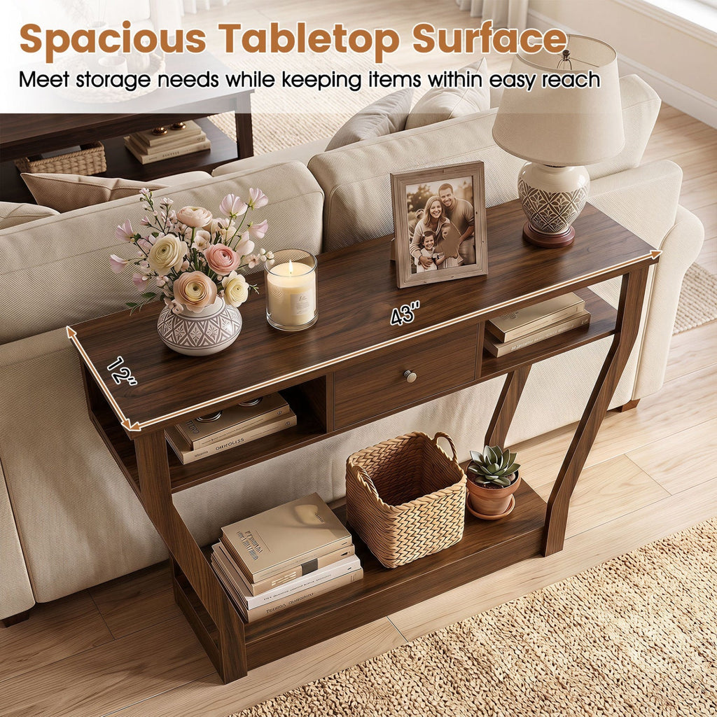 Console Table with Storage Drawer and Shelf, 47-Inch