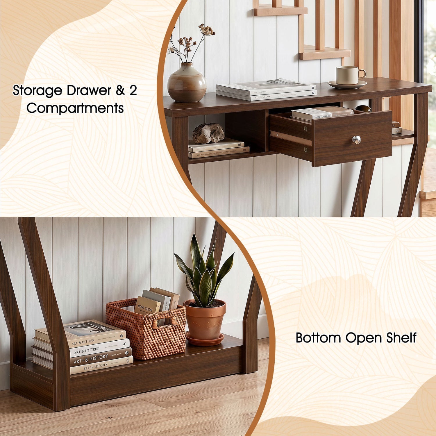 Console Table with Storage Drawer and Shelf, 47-Inch