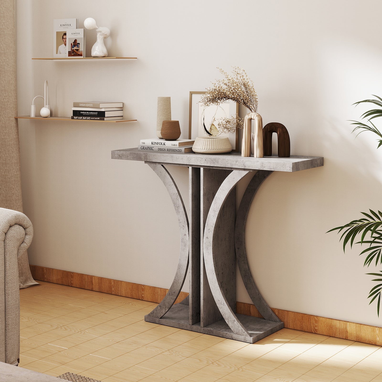 Console Table 39.5 Inch Rectangular Entryway Table with Geometric Frame