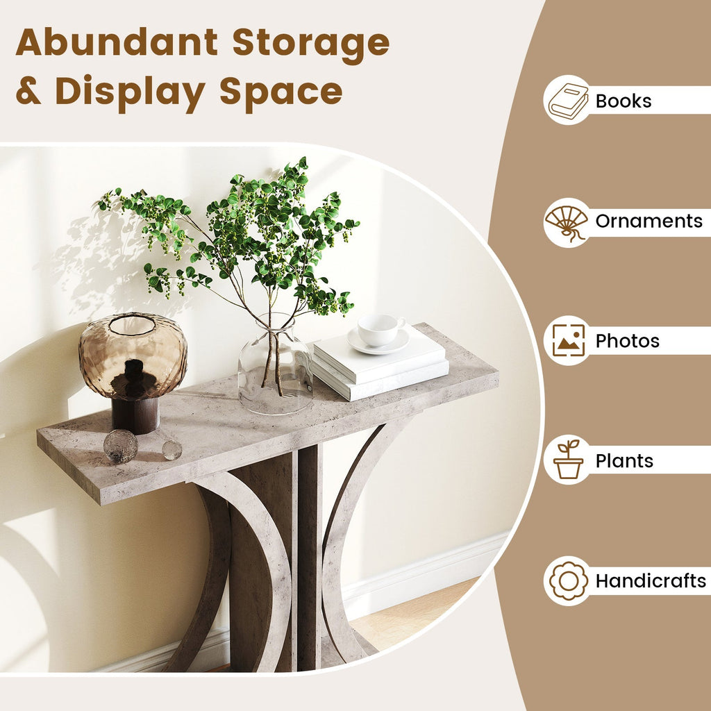 Console Table 39.5 Inch Rectangular Entryway Table with Geometric Frame