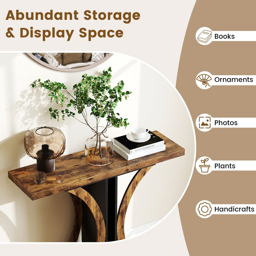 Console Table 39.5 Inch Rectangular Entryway Table with Geometric Frame