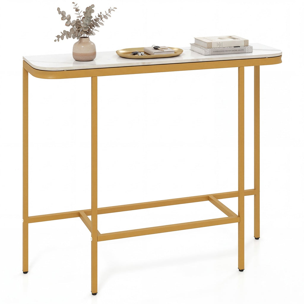 Console Table 44-Inch Entryway Table with Faux Marble Tabletop and Heavy-Duty Metal Frame