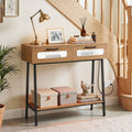 Console Table with LED Lights and Open Shelf - Natural