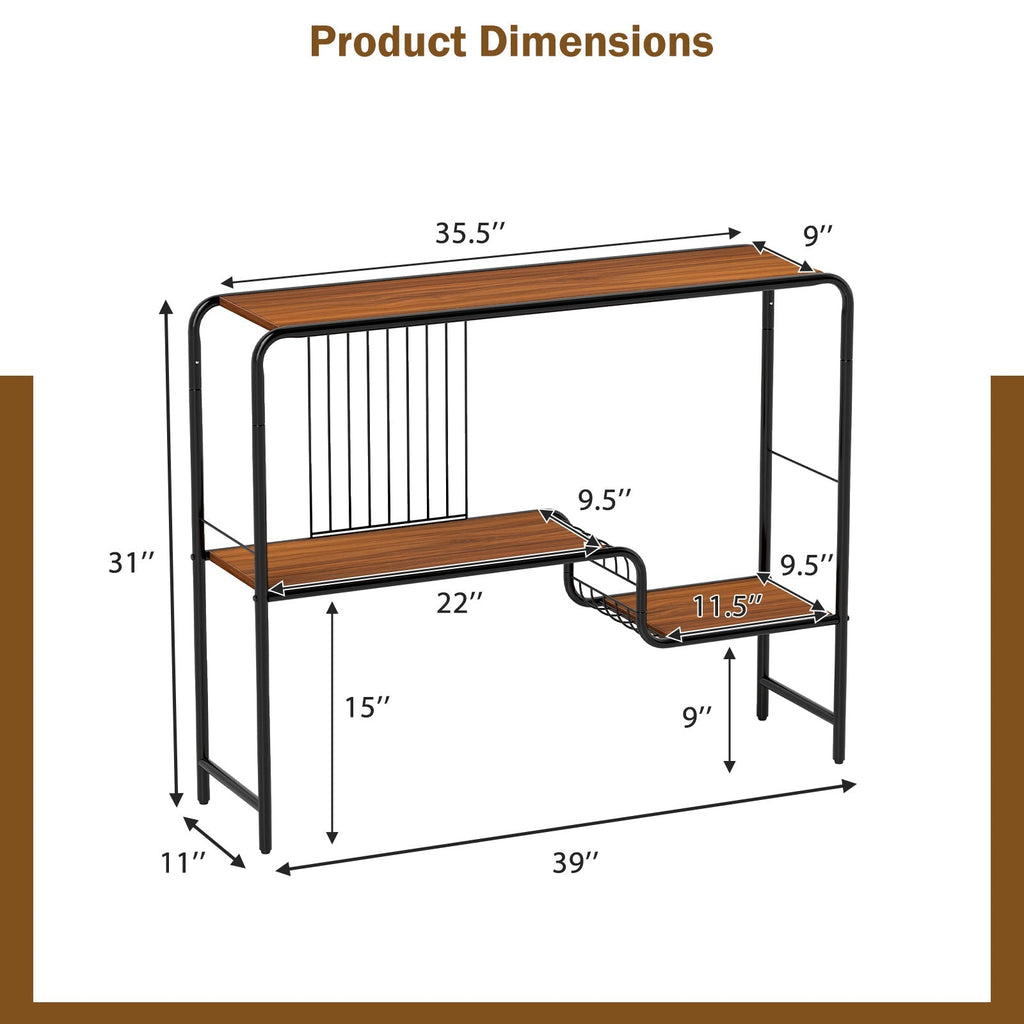 Console Table with Storage Shelf and Metal Frame for Living Room
