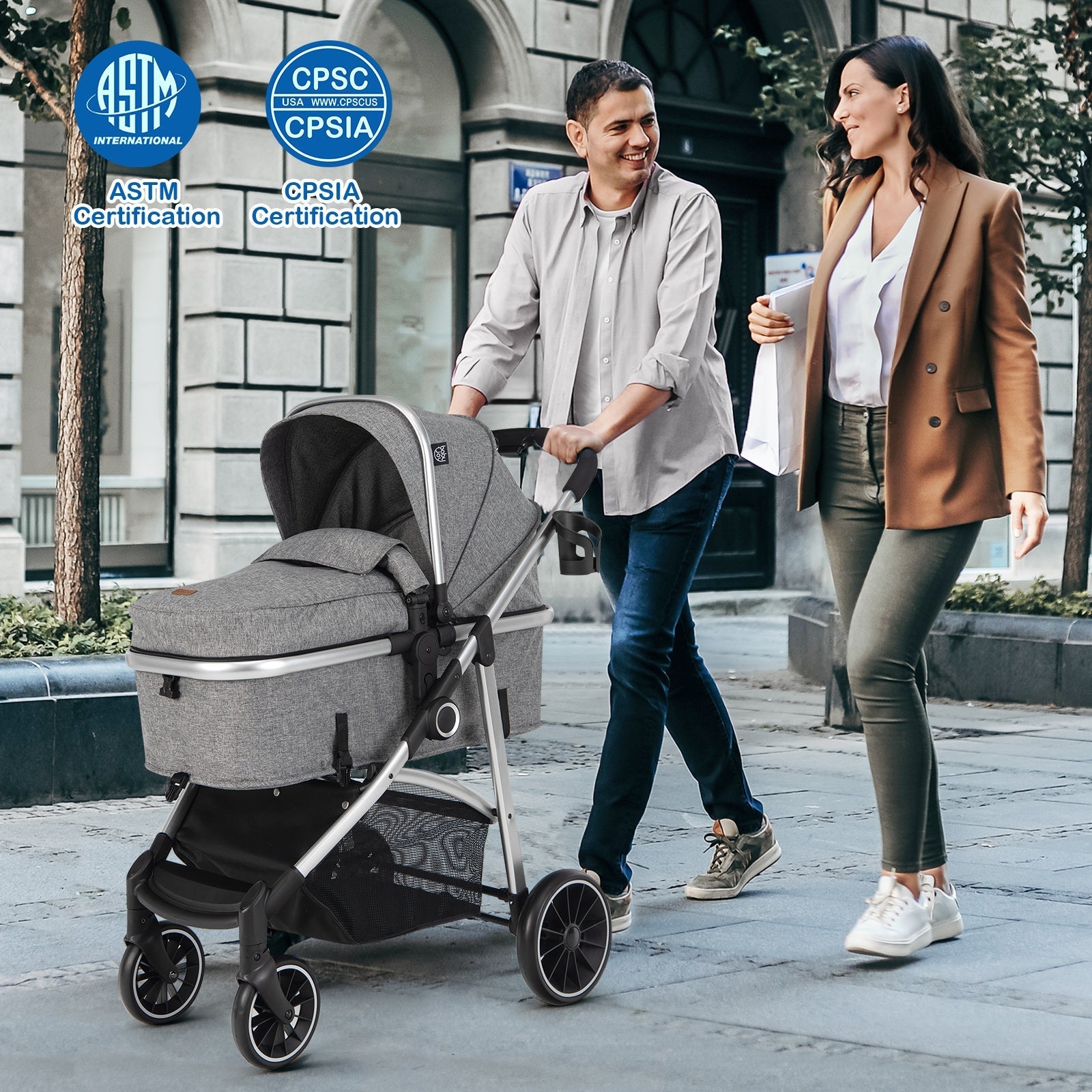 2-in-1 Convertible Baby Stroller with Reversible Seat