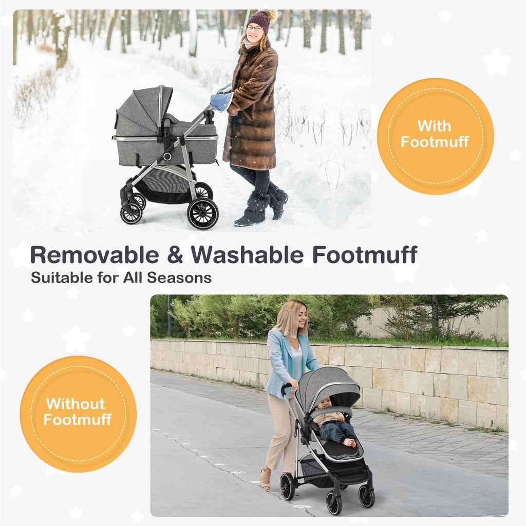 2-in-1 Convertible Baby Stroller with Reversible Seat