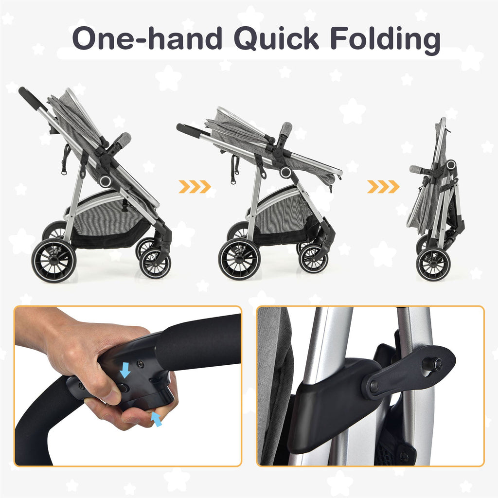 2-in-1 Convertible Baby Stroller with Reversible Seat