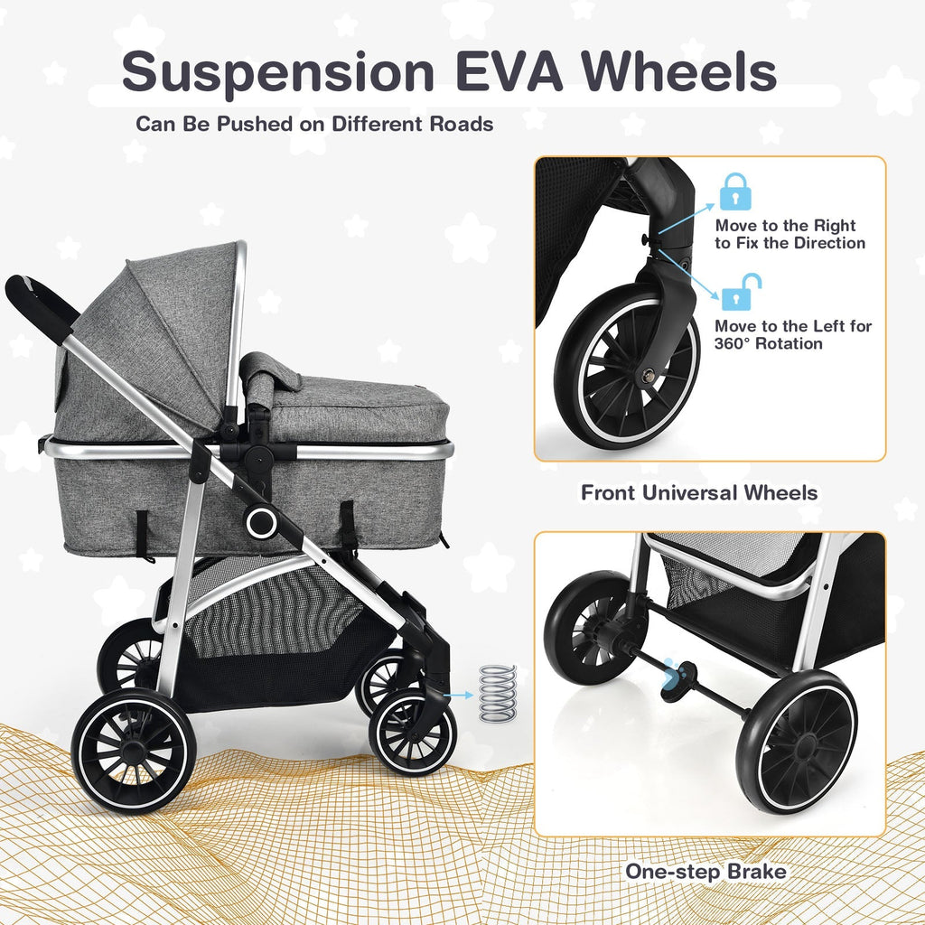 2-in-1 Convertible Baby Stroller with Reversible Seat