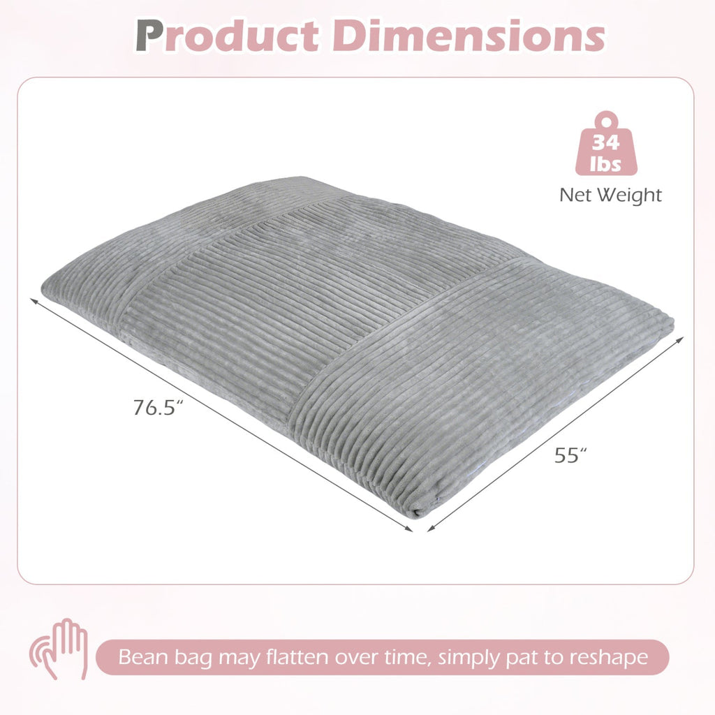 Convertible Bean Bag Floor Sofa with Washable Corduroy Cover