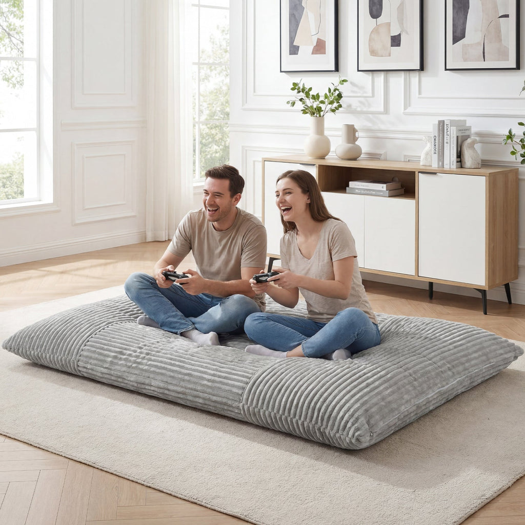 Convertible Bean Bag Floor Sofa with Washable Corduroy Cover