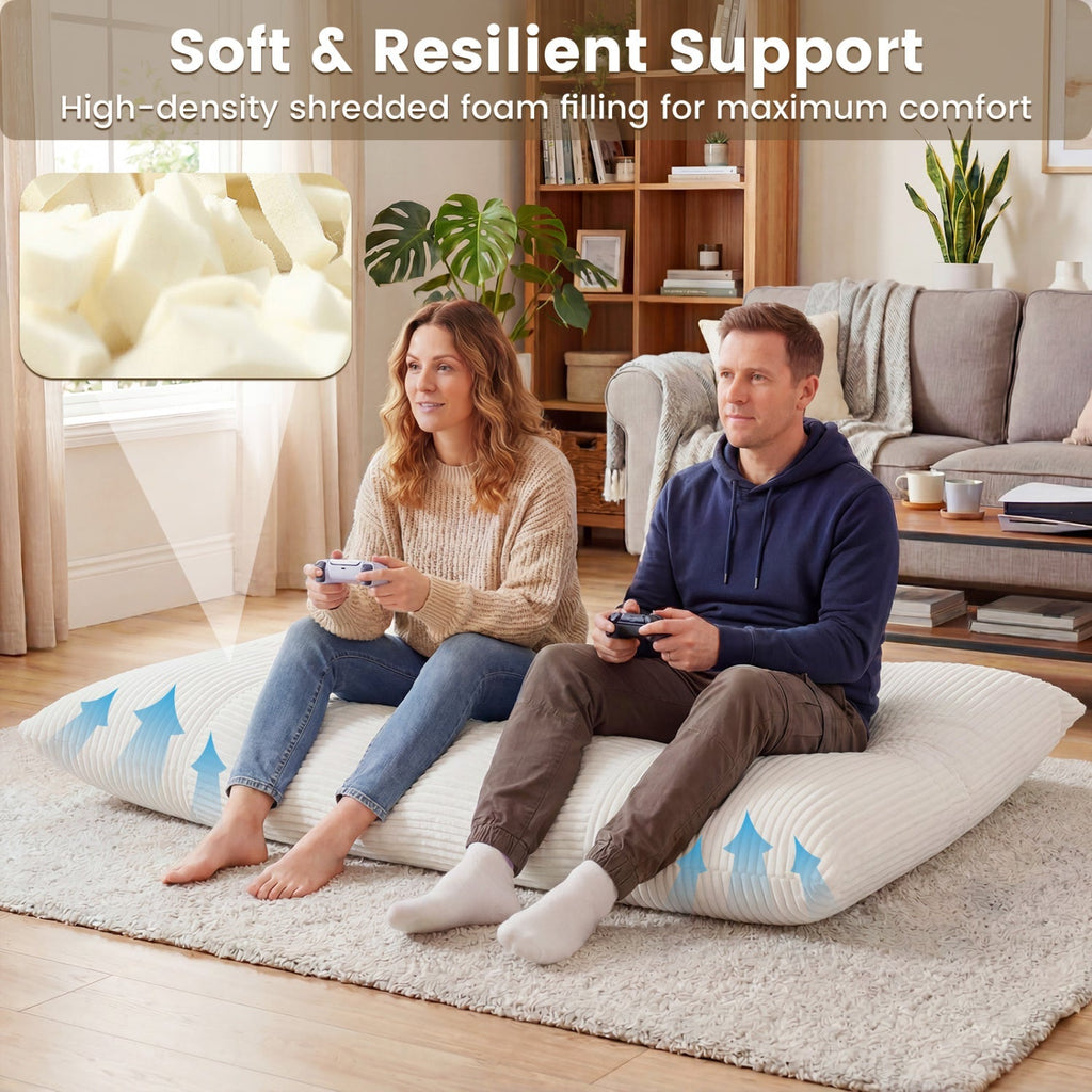 Convertible Bean Bag Floor Sofa with Washable Corduroy Cover