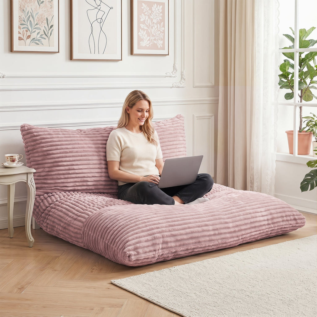 Convertible Bean Bag Floor Sofa with Washable Corduroy Cover