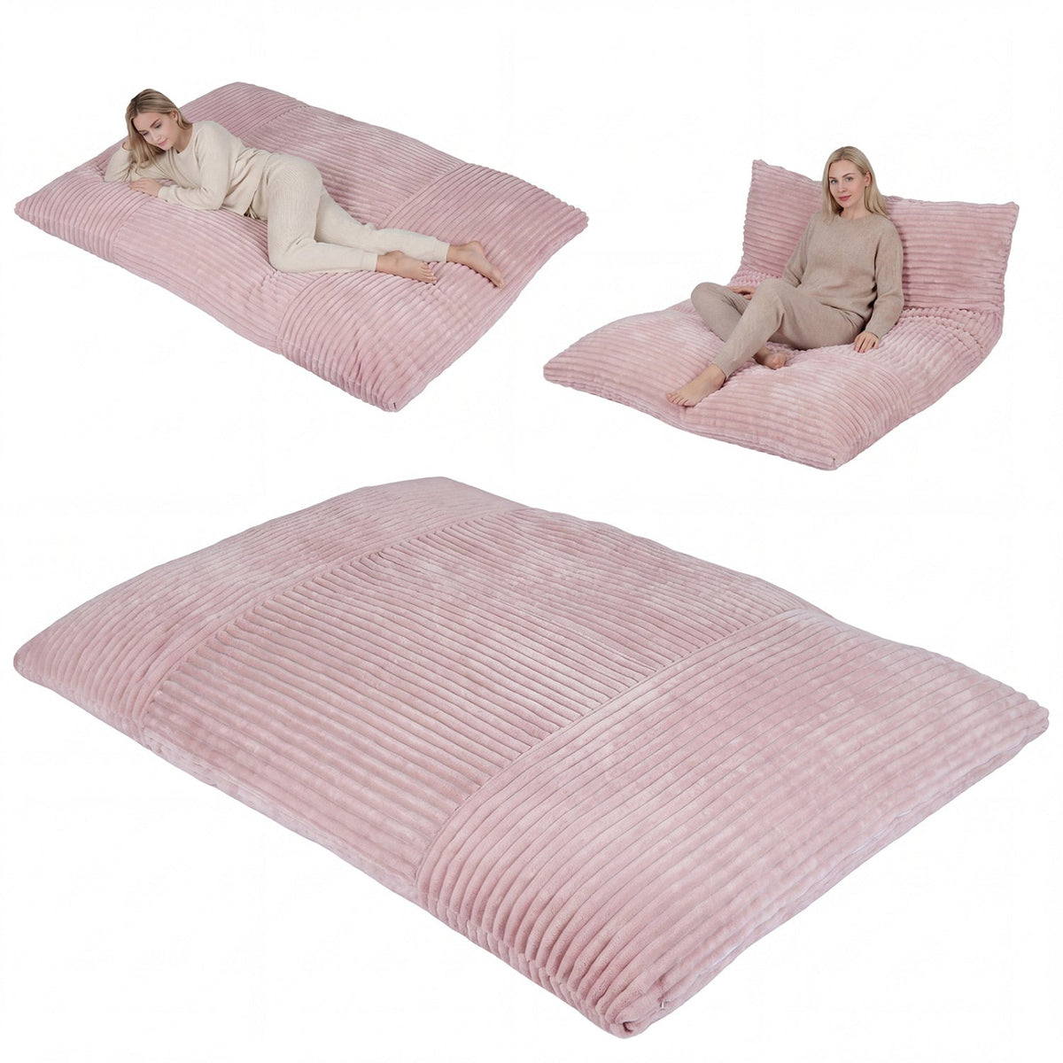 Convertible Bean Bag Floor Sofa with Washable Corduroy Cover