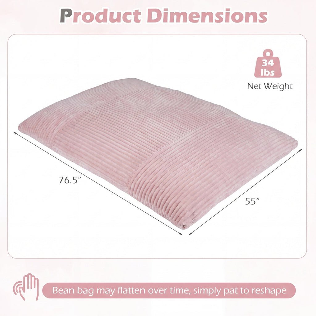 Convertible Bean Bag Floor Sofa with Washable Corduroy Cover