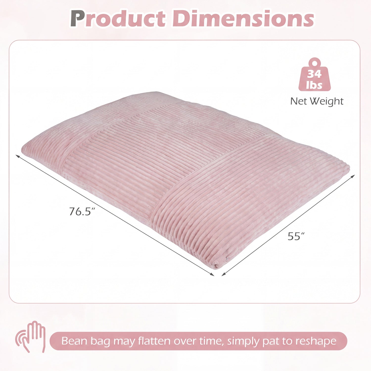 Convertible Bean Bag Floor Sofa with Washable Corduroy Cover