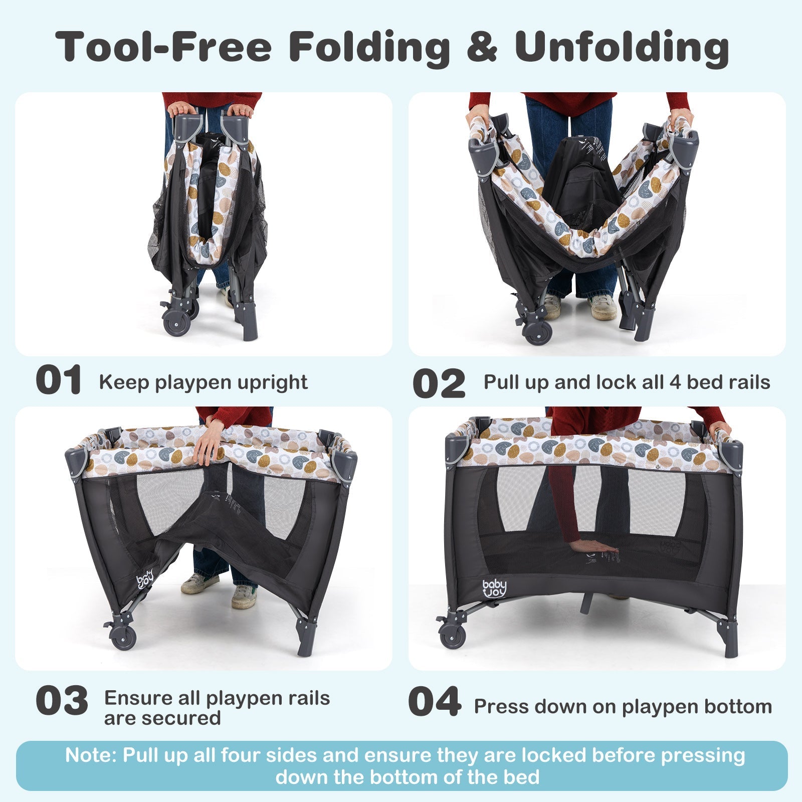 4-in-1 Convertible Portable Baby Playard Newborn Napper with Music and Toys
