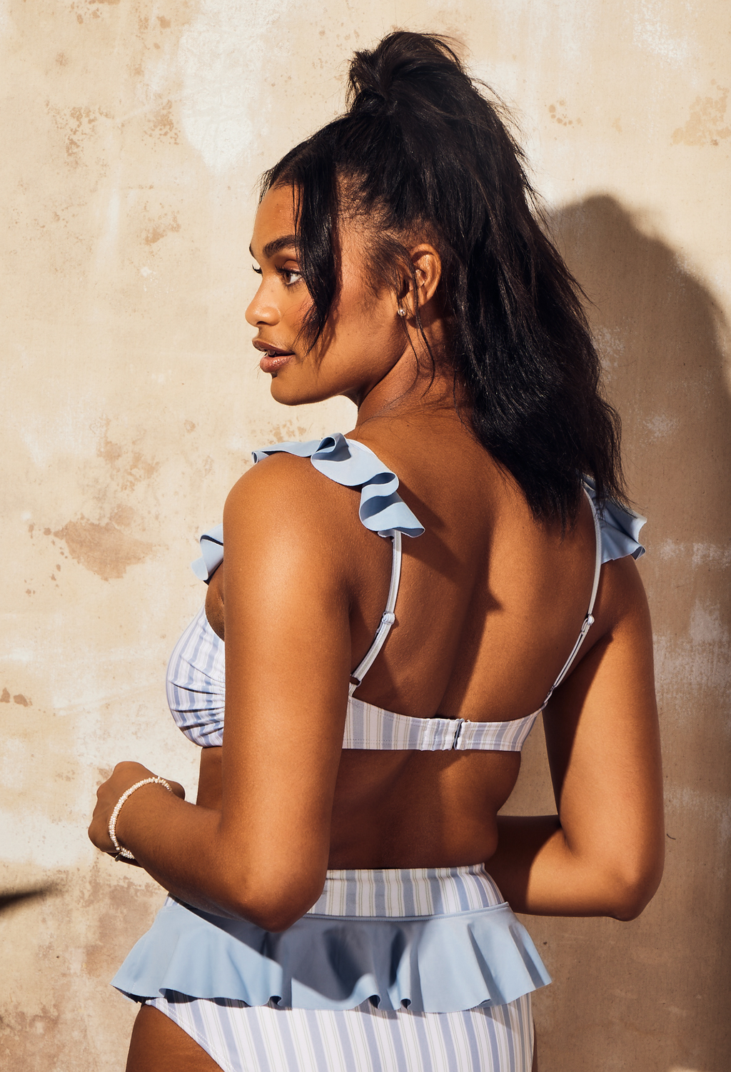 Ruffle Swim Bra | Blue Mist Stripe Blue Mist