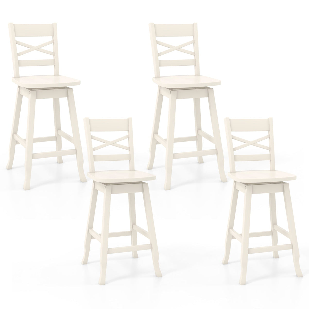 Swivel 24-Inch Counter Height Stool Set of 2 with Inclined Backrest
