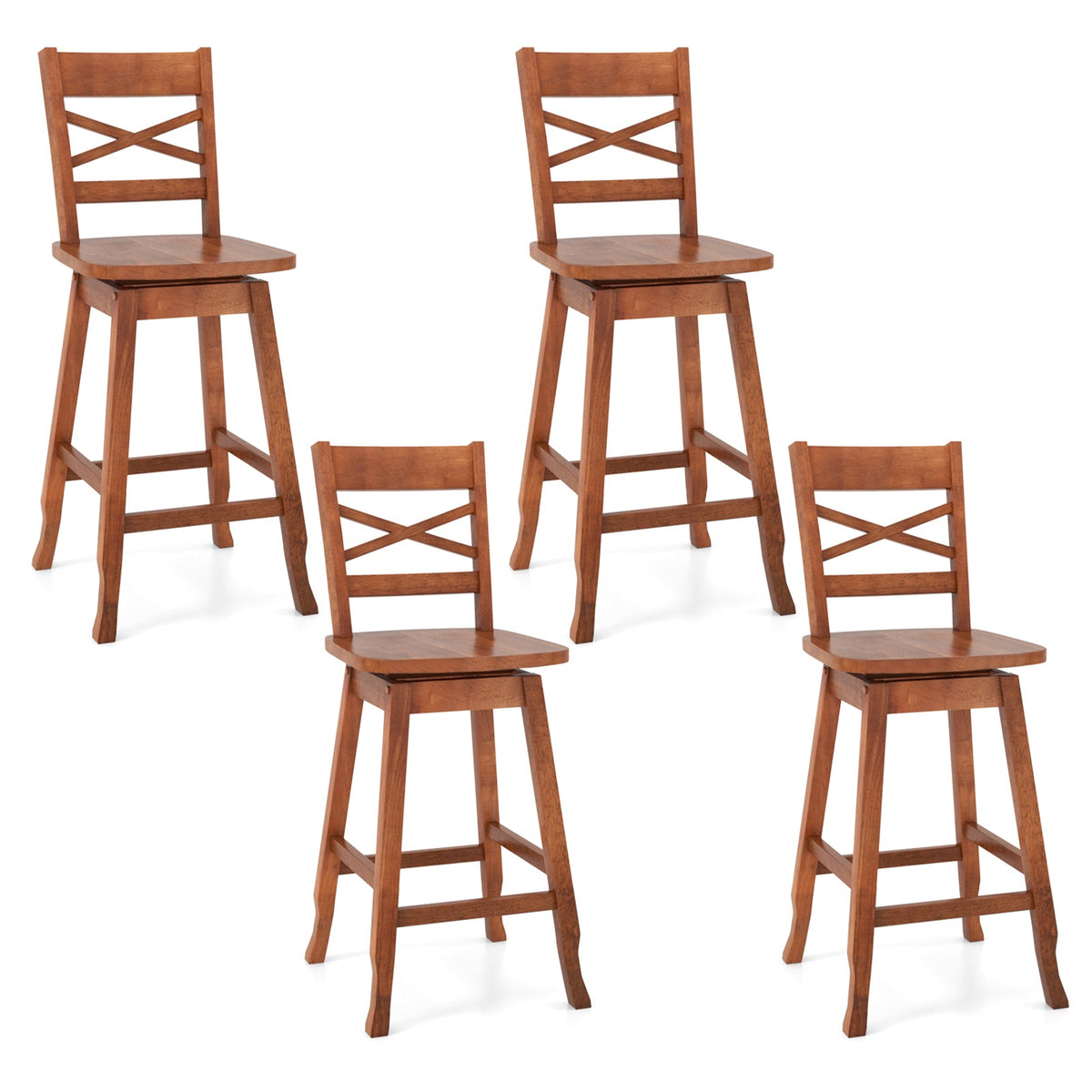 Swivel 24-Inch Counter Height Stool Set of 2 with Inclined Backrest