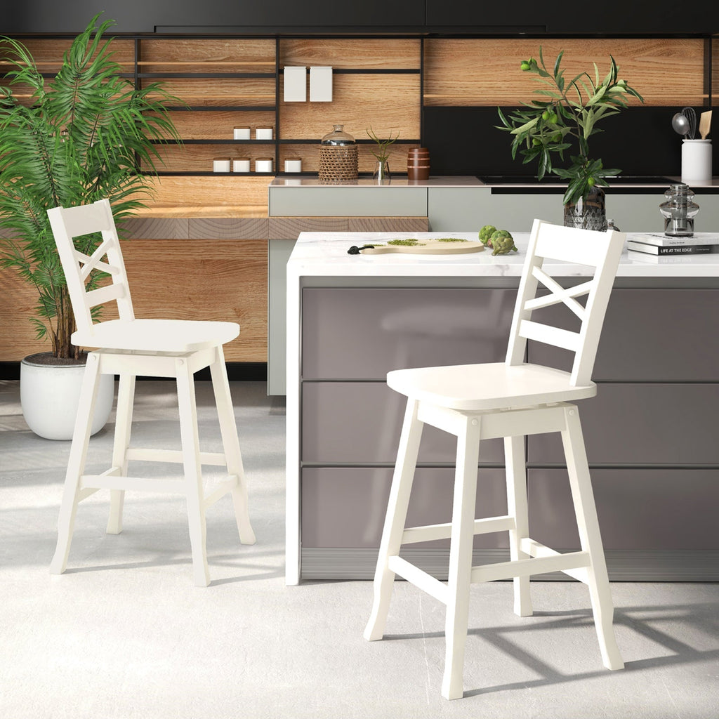 Swivel 24-Inch Counter Height Stool Set of 2 with Inclined Backrest