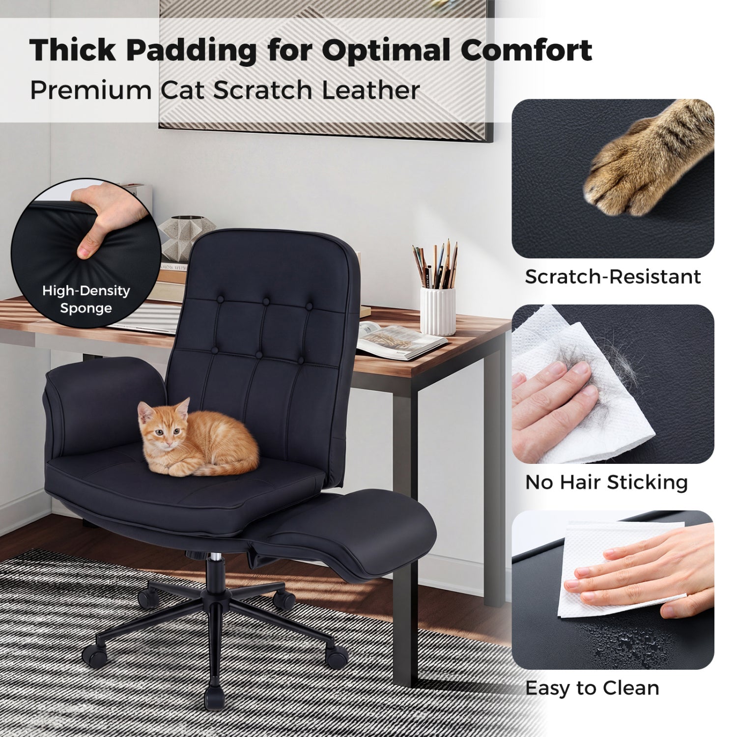 Criss Cross Chair Adjustable Swivel Vanity Chair with 5-Position Armrests