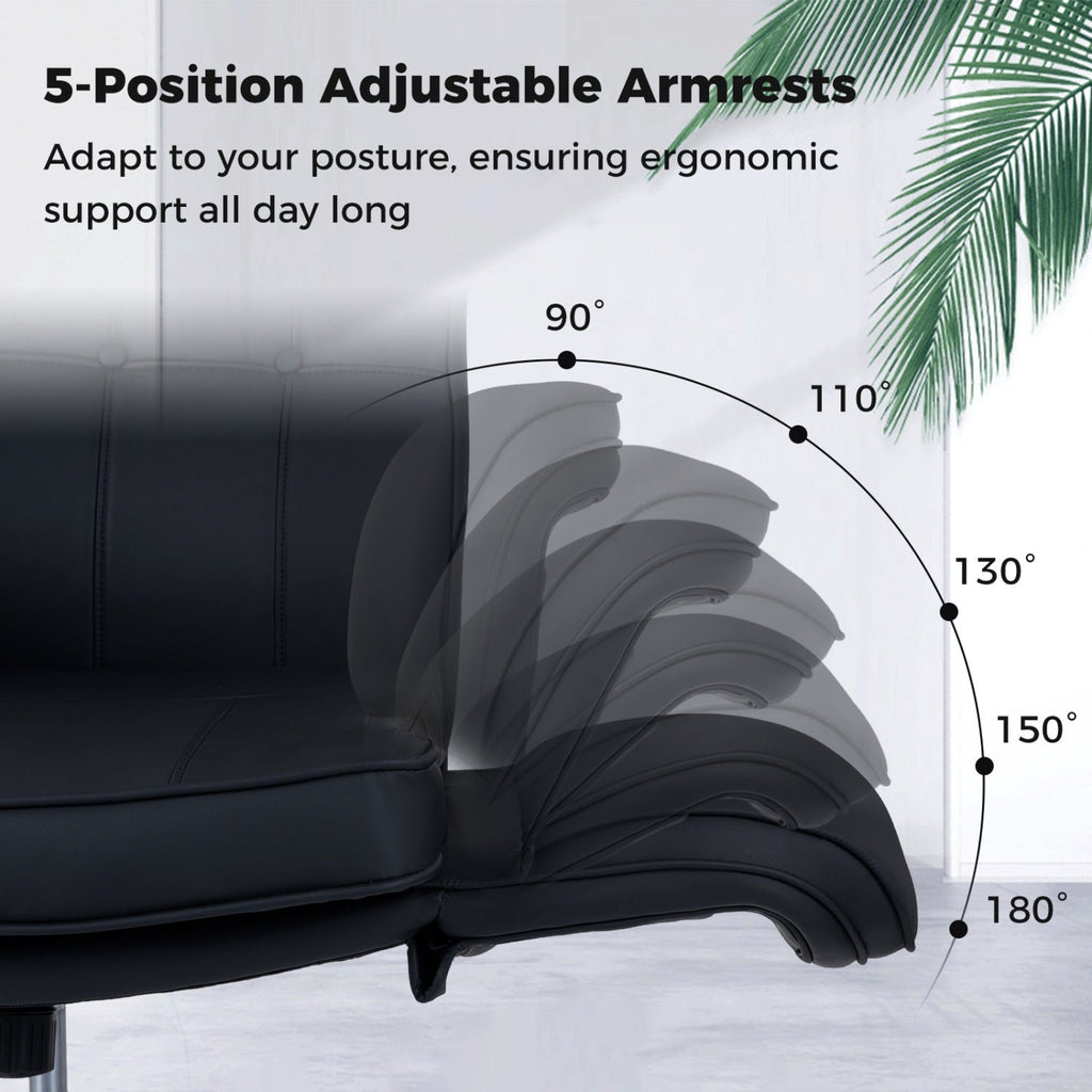 Criss Cross Chair Adjustable Swivel Vanity Chair with 5-Position Armrests