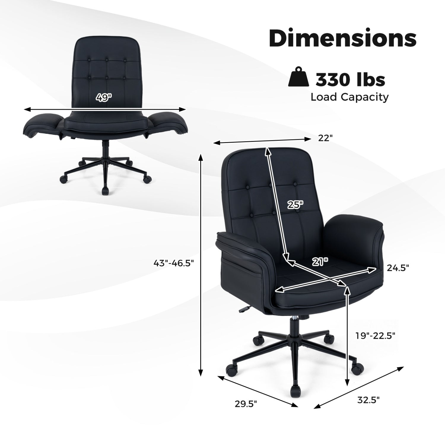 Criss Cross Chair Adjustable Swivel Vanity Chair with 5-Position Armrests