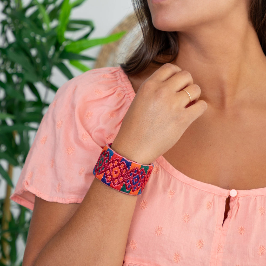Upcycled Huipil Cuff