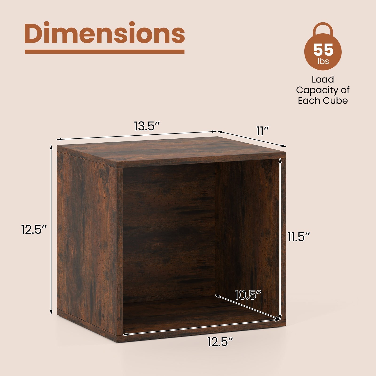 Cube Storage Organizer Stackable Open Book Shelf Wooden Display Shelving Unit