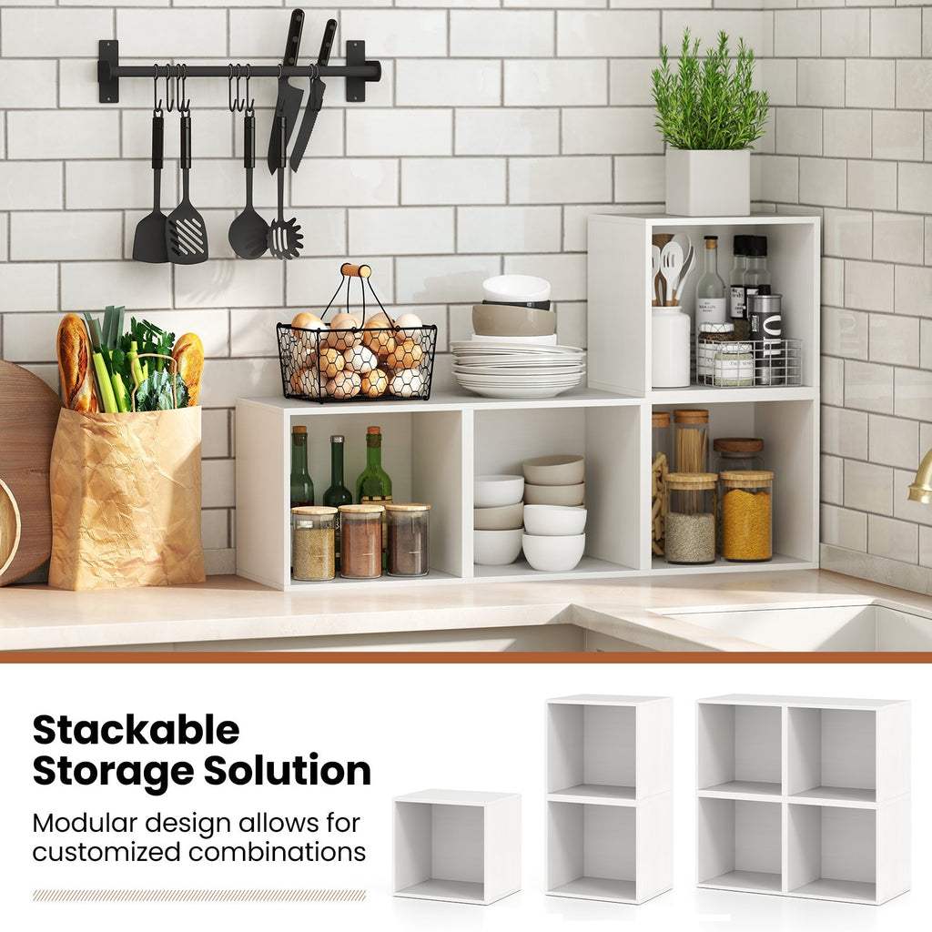 Cube Storage Organizer Stackable Open Book Shelf Wooden Display Shelving Unit