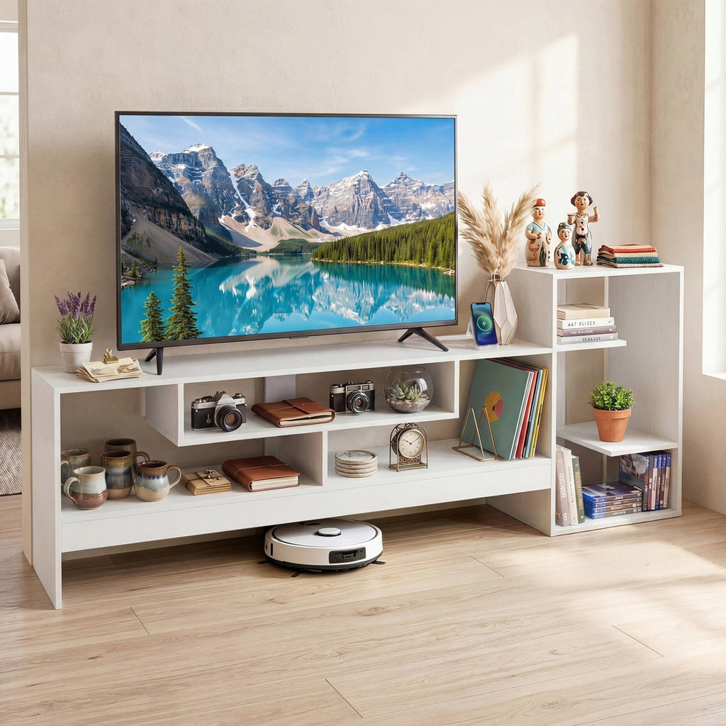 TV Stand for 55 Inch TV with Power Outlets and Storage