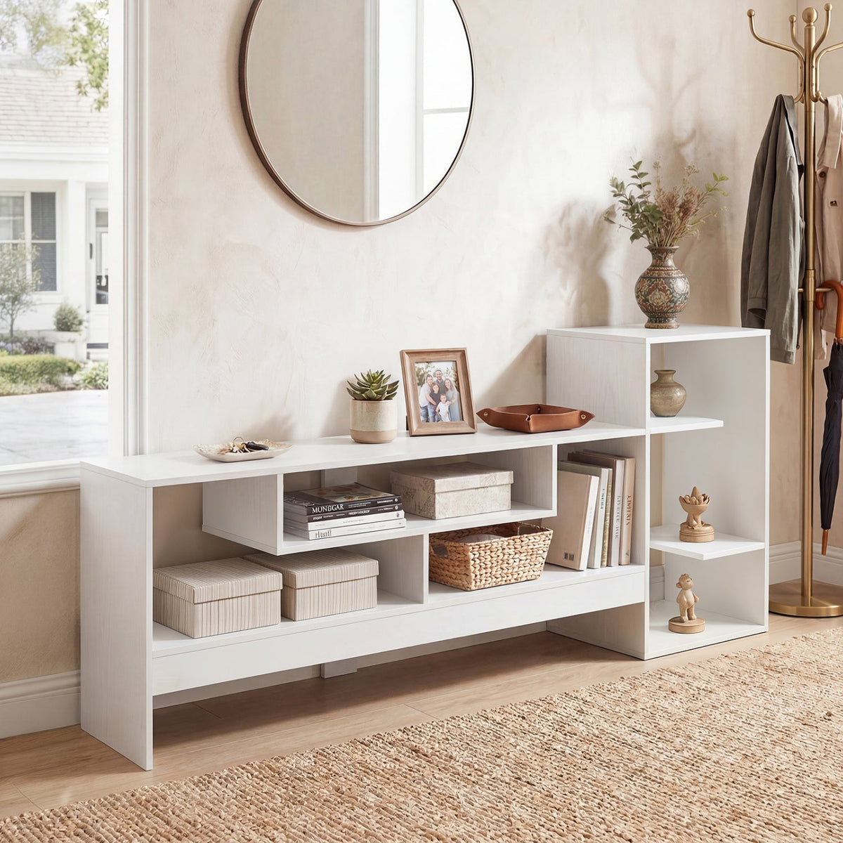 TV Stand for 55 Inch TV with Power Outlets and Storage