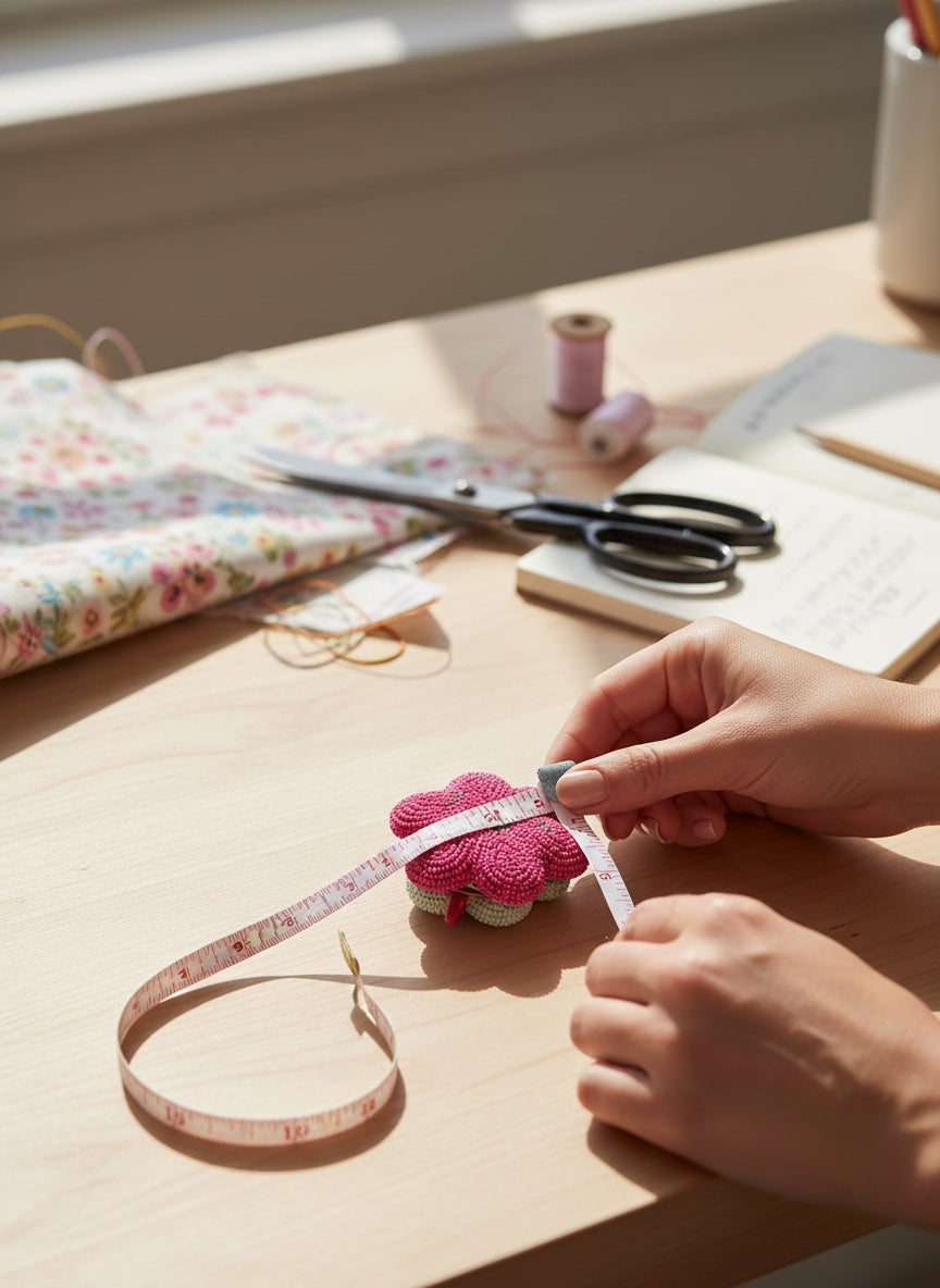 Handmade Glass Beaded Flower Tape Measure