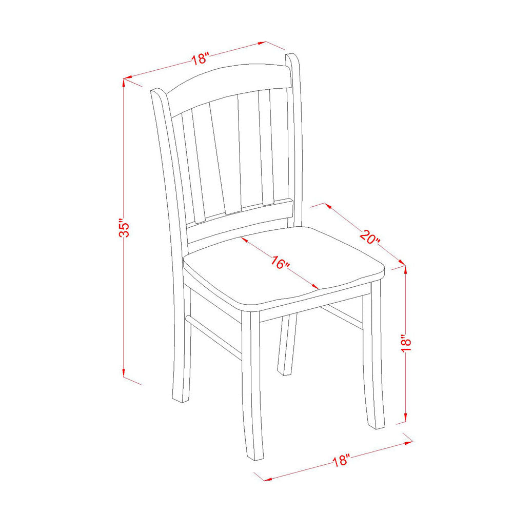 EAST WEST FURNITURE - ANDL3-MAH-W - 3-Piece Dinette Room Set- 2 Dining Room Chair and Dining Room Table - Wooden Seat and Slatted Chair Back - Mahogany Finish