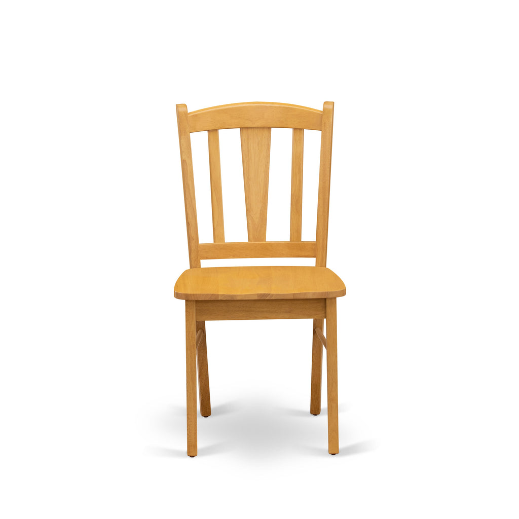 EAST WEST FURNITURE - AMDL5-OAK-W - 5-Piece Dining Room Table Set- 4 dining room chairs and Kitchen Dining Table - Wooden Seat and Slatted Chair Back - Oak Finish