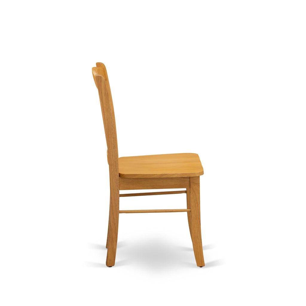 EAST WEST FURNITURE - AMDL5-OAK-W - 5-Piece Dining Room Table Set- 4 dining room chairs and Kitchen Dining Table - Wooden Seat and Slatted Chair Back - Oak Finish