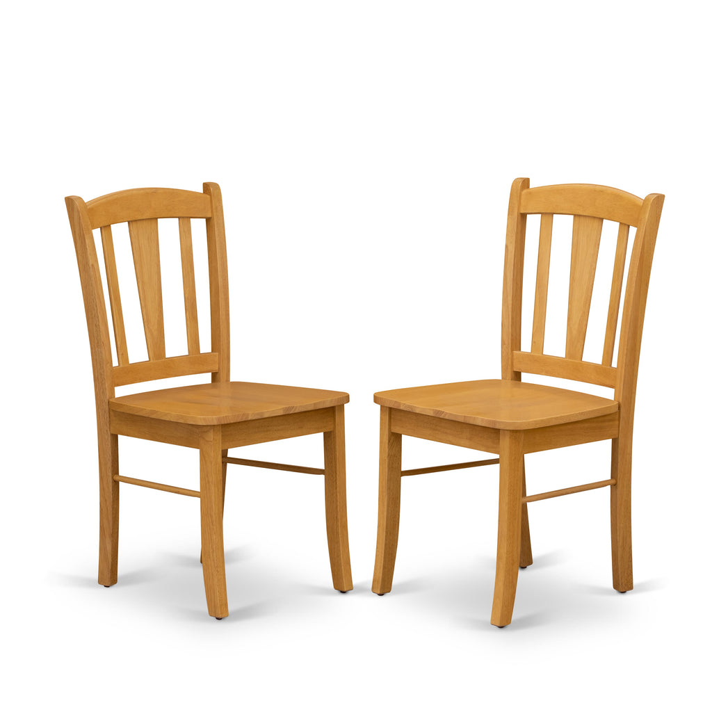 EAST WEST FURNITURE - AMDL5-OAK-W - 5-Piece Dining Room Table Set- 4 dining room chairs and Kitchen Dining Table - Wooden Seat and Slatted Chair Back - Oak Finish