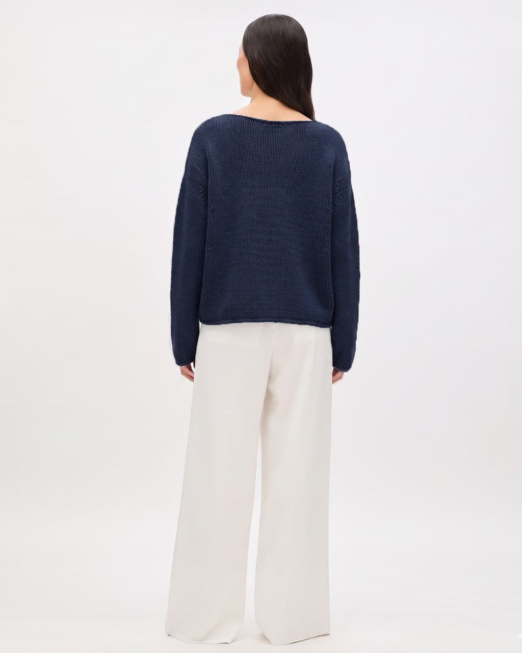 Draped Knit Sweater | Navy