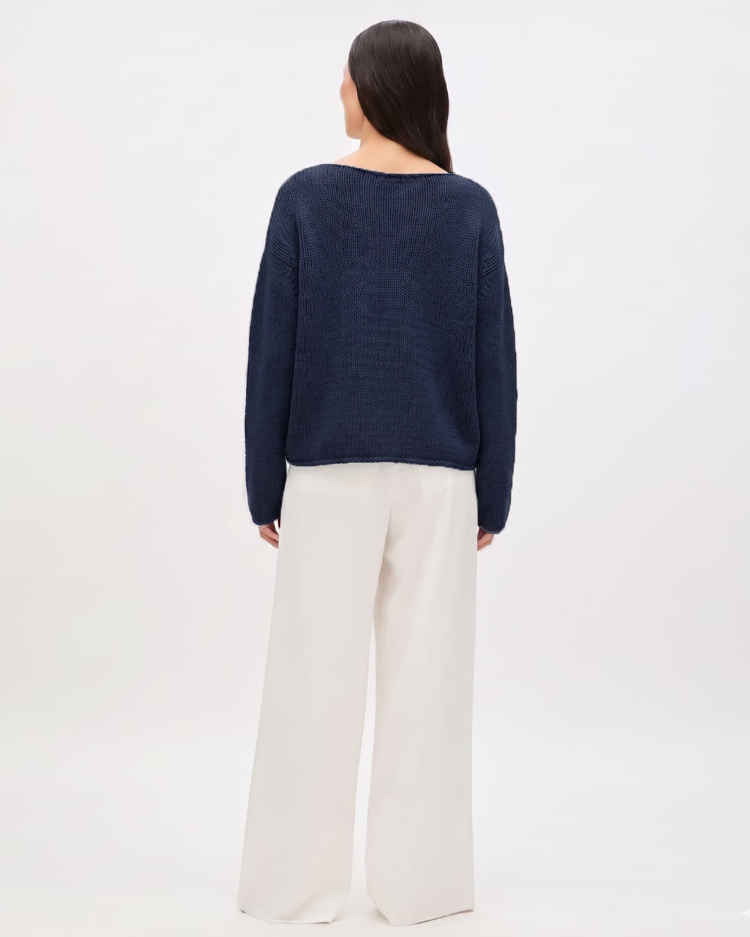 Draped Knit Sweater | Navy