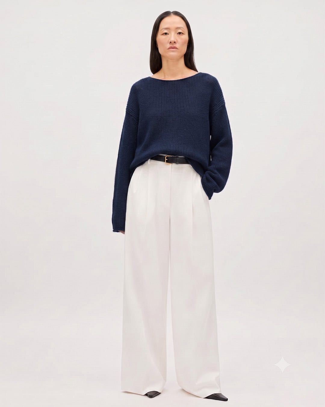 Draped Knit Sweater | Navy