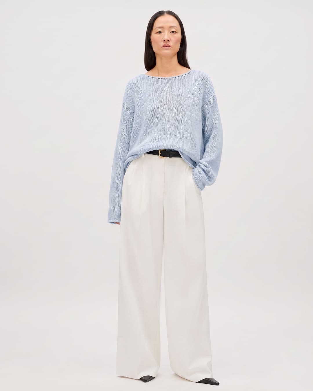 Draped Knit Sweater | Sky